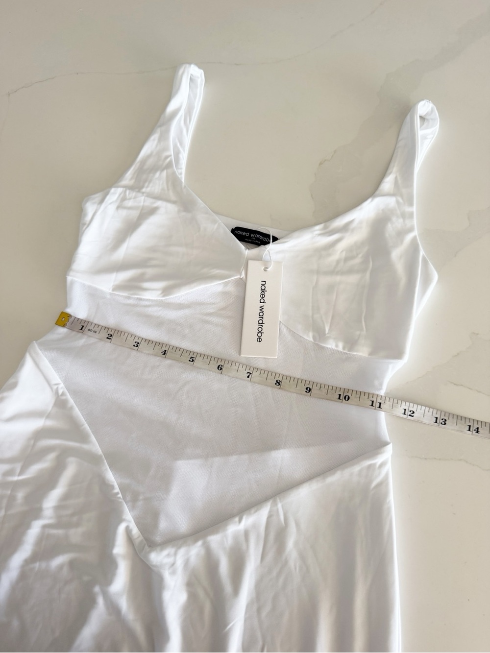 naked wardrobe Hourglass Mesh Contrast Maxi Dress White Sz M NWT - Picture 10 of 11
